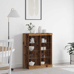 Sideboard with LED Lights 81x37x100 cm Old wood