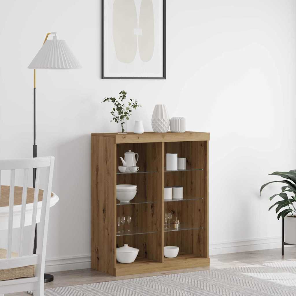 Sideboard with LED Lights 81x37x100 cm Artisan oak