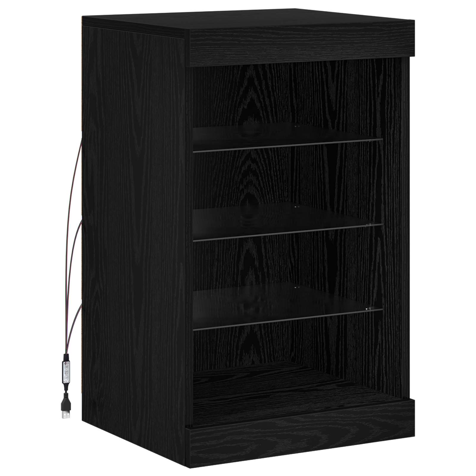 vidaXL LED Sideboard Black Oak 41 x 37 x 67 cm Engineered Wood 2