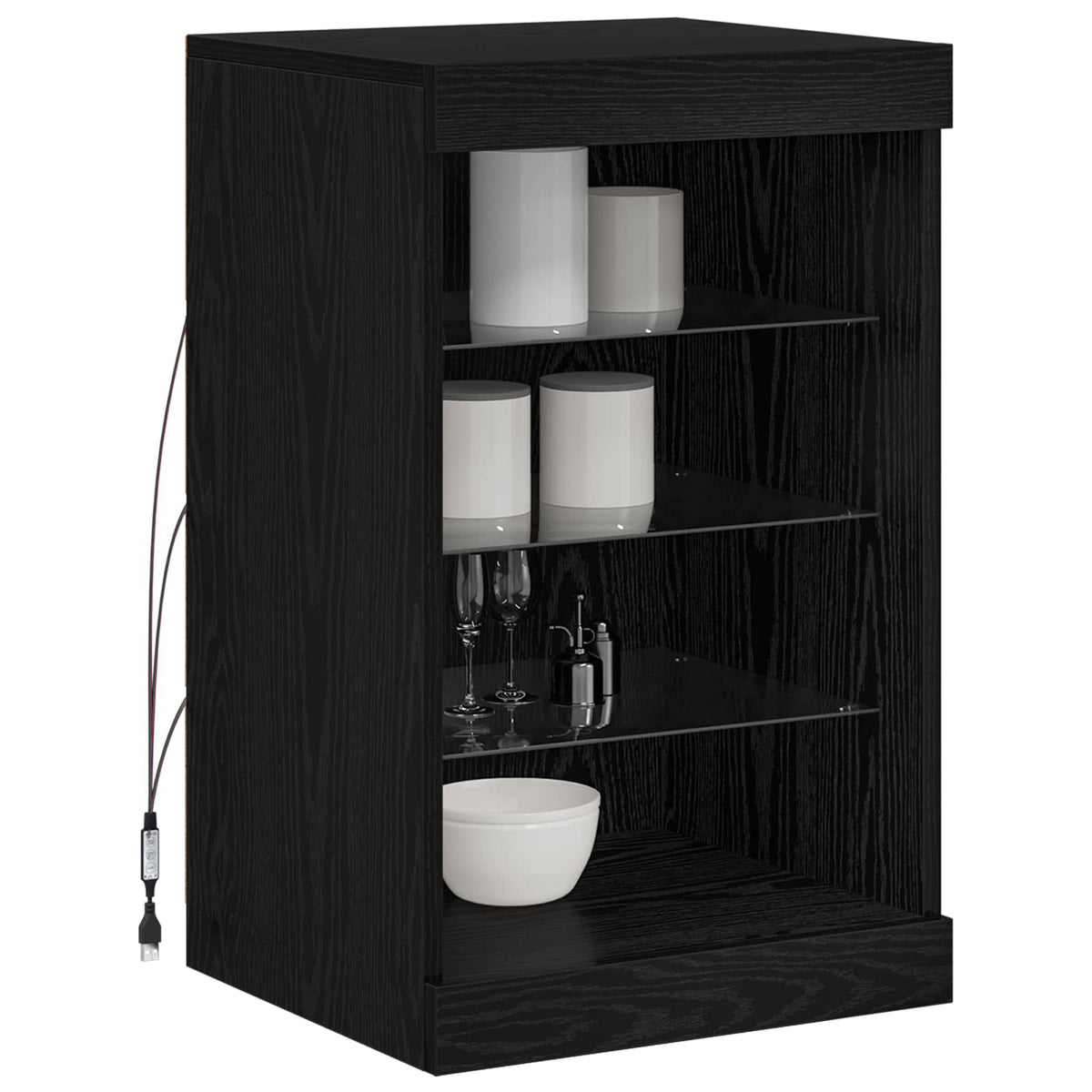 Sideboard with LED Lights 41x37x67 cm Black oak