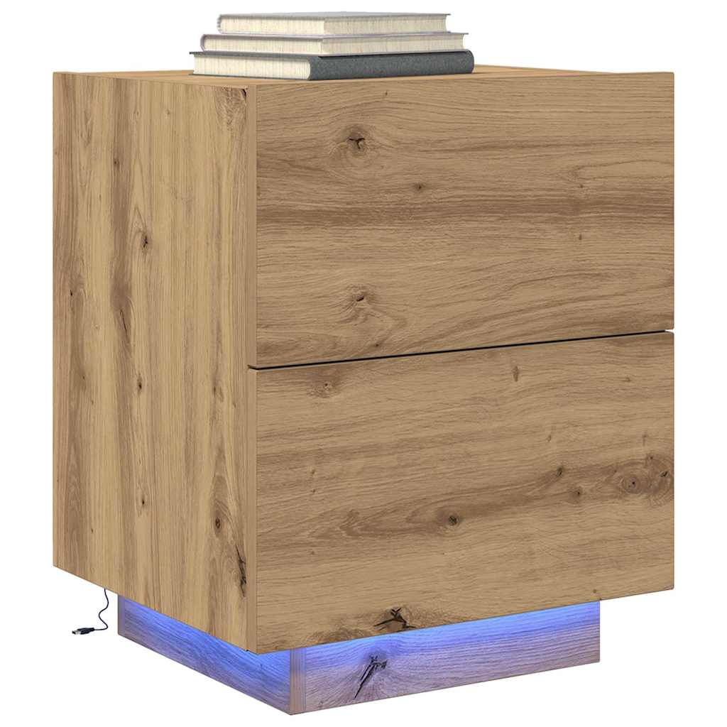 vidaXL Bedside Cabinet Artisan Oak 45 x 40 x 55 cm Engineered Wood 3