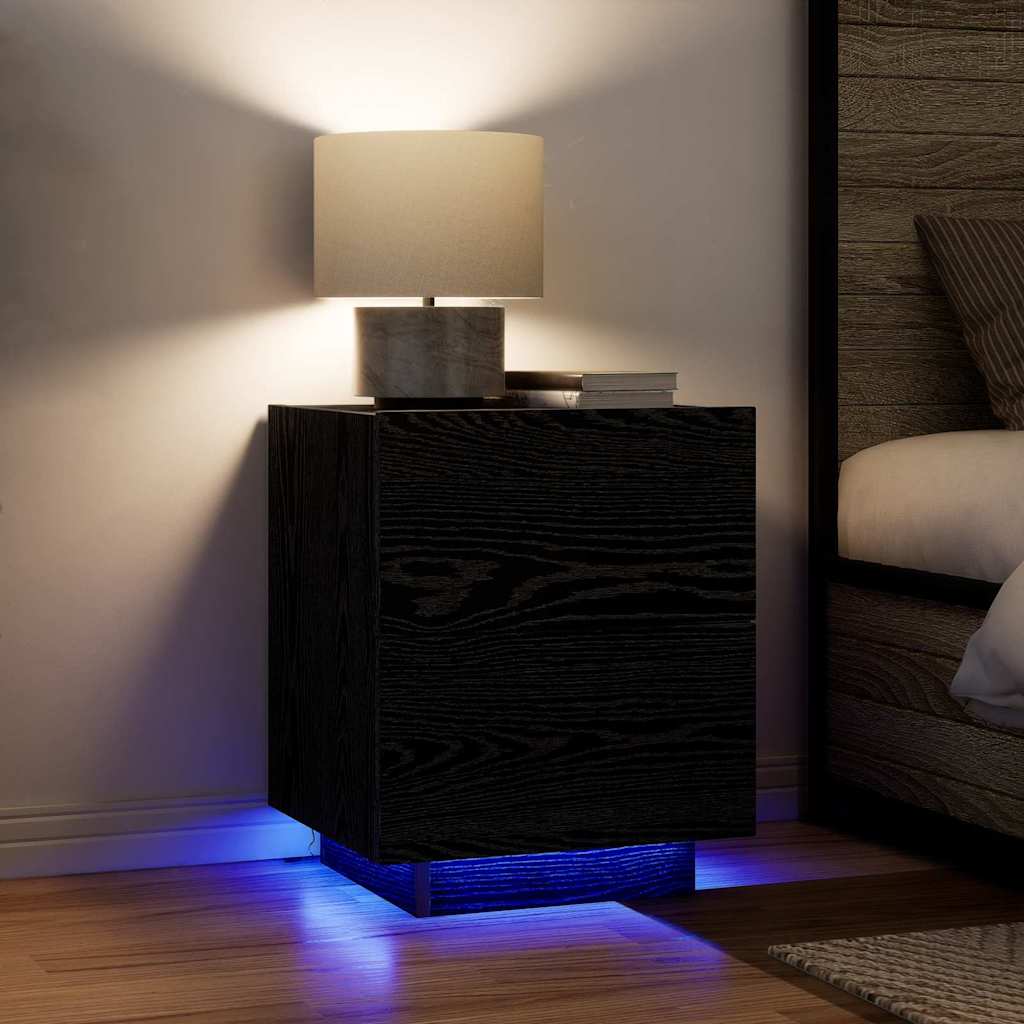 vidaXL Bedside Cabinet 2 pcs Black Oak 45 x 40 x 55 cm Engineered Wood 5
