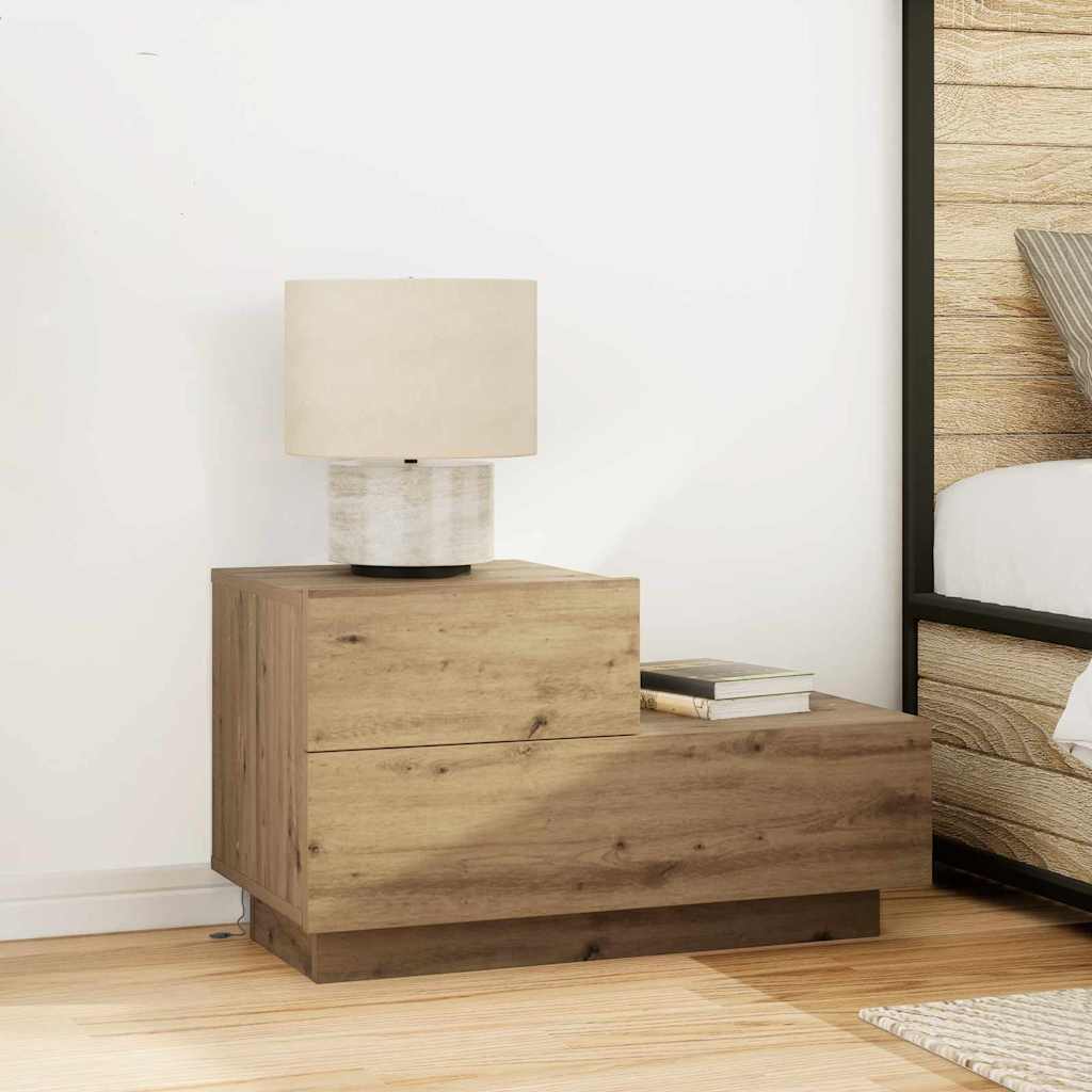 vidaXL Bedside Cabinet Artisan Oak 70 x 36 x 40.5 cm Engineered Wood 1