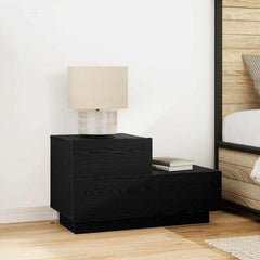 vidaXL Bedside Cabinet Black Oak 70 x 36 x 40.5 cm Engineered Wood 1