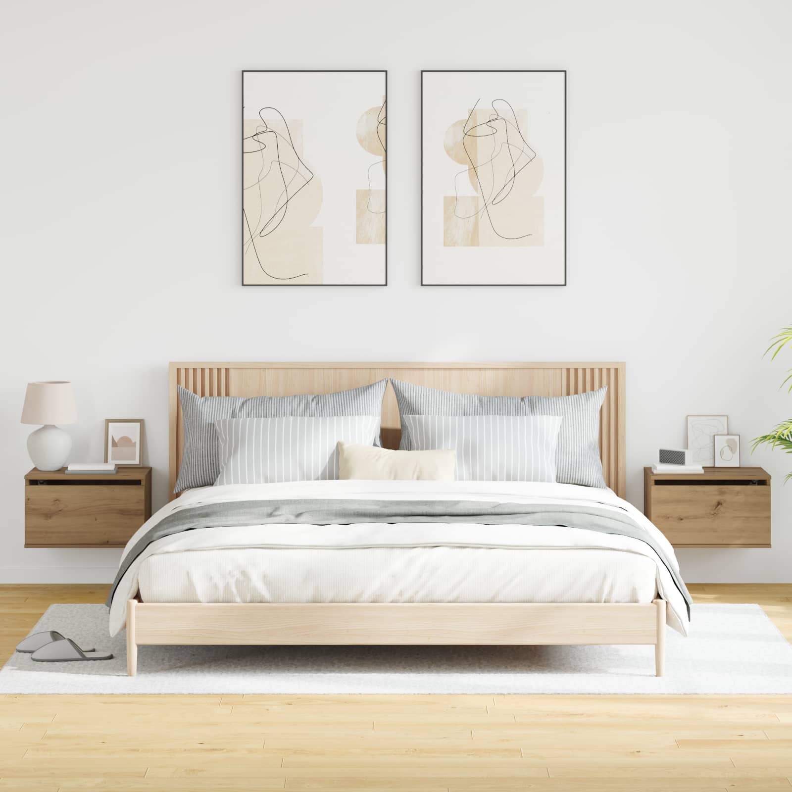 vidaXL Wall-mounted Bedside Cabinet 2 pcs Artisan Oak 50 x 36 x 30 cm 5