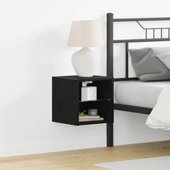 vidaXL LED Wall Bedside Cabinet 2 pcs Black 30 x 28.5 x 30 cm 1
