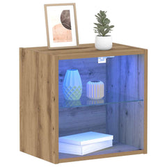 vidaXL Floating Shelf with LED Light 2 pcs Brown 40 x 28.5 x 40 cm 3