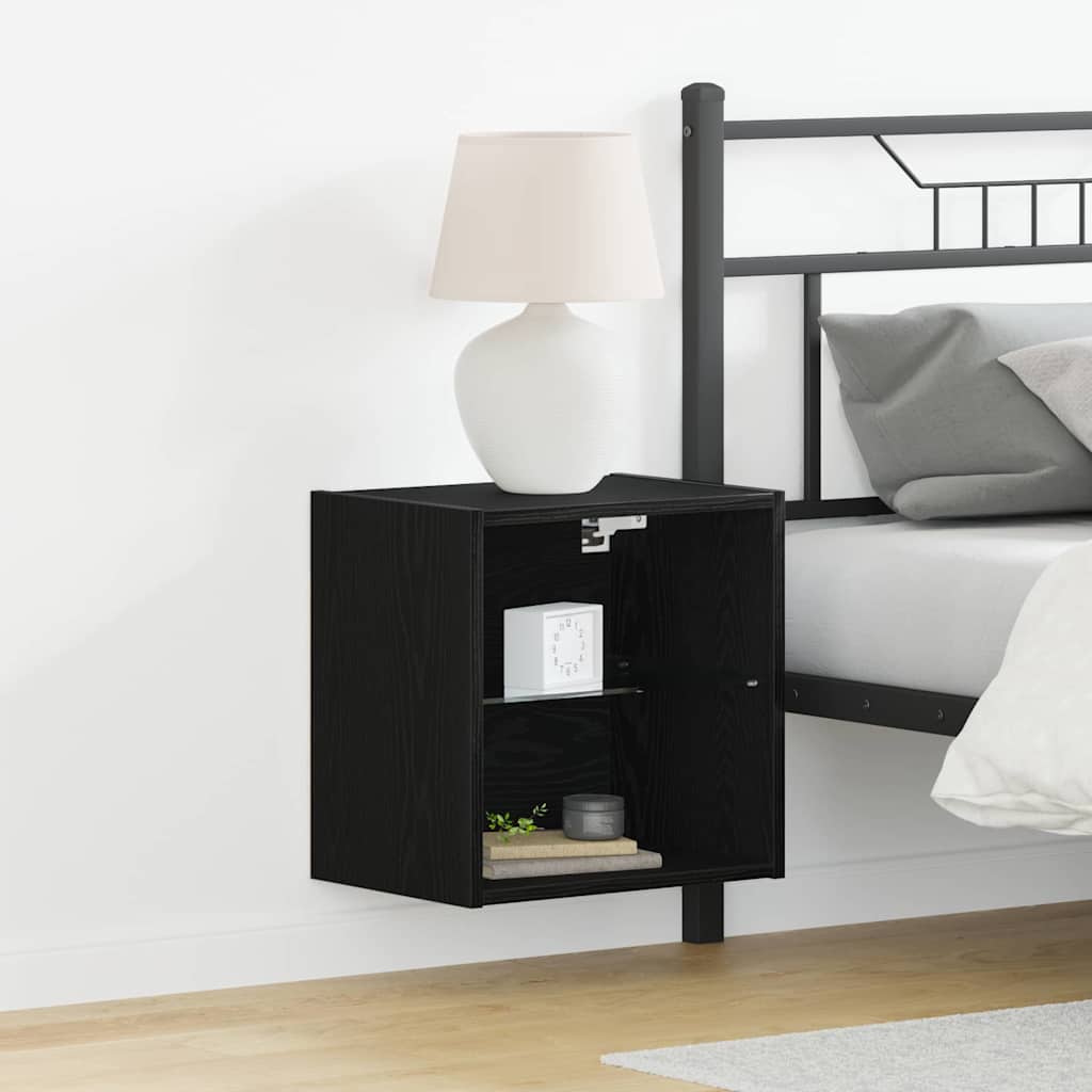 vidaXL Floating Shelf with LED Light 2 pcs Black 40 x 28.5 x 40 cm 1