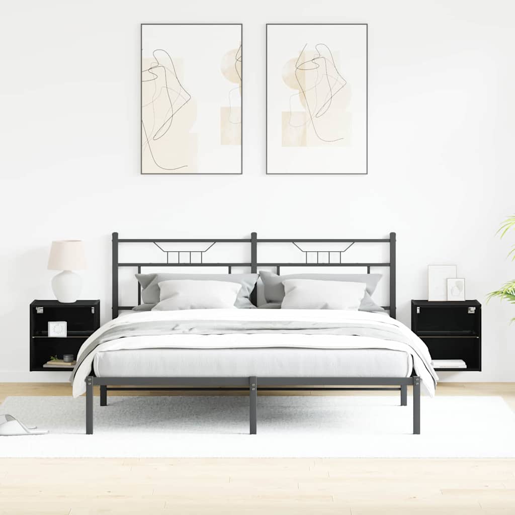 vidaXL Floating Shelf with LED Light 2 pcs Black 40 x 28.5 x 40 cm 5