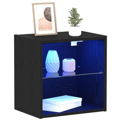 vidaXL Floating Shelf with LED Light 2 pcs Black 40 x 28.5 x 40 cm 3
