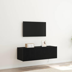 vidaXL TV Wall Cabinet 2 pcs Black Oak Engineered Wood 1
