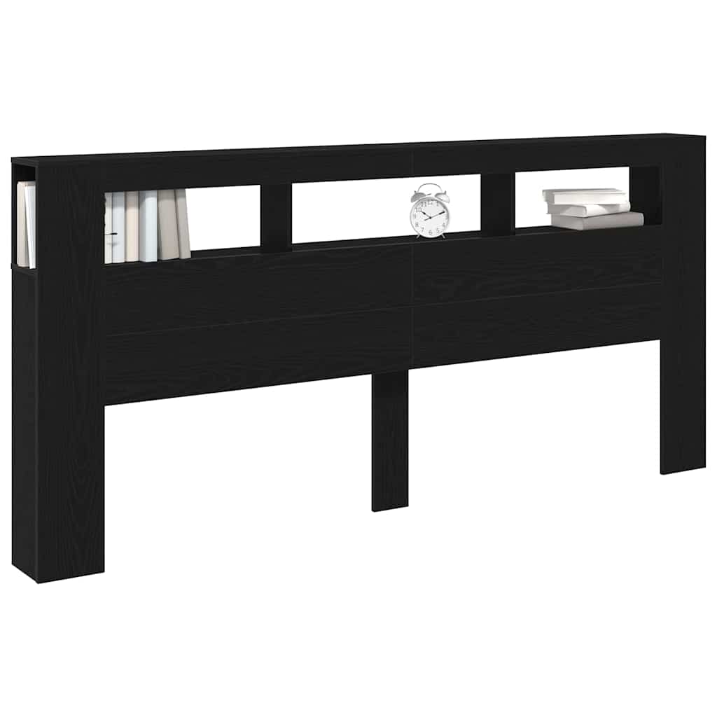 vidaXL LED Headboard Black Oak Engineered Wood 3