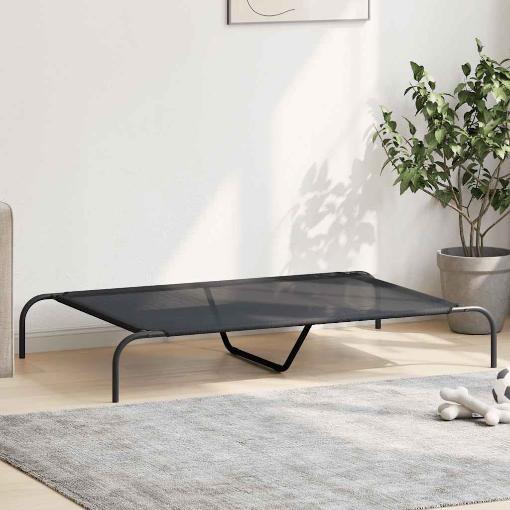 vidaXL Elevated Dog Bed Black 130x80x20 cm Textilene and Steel 3