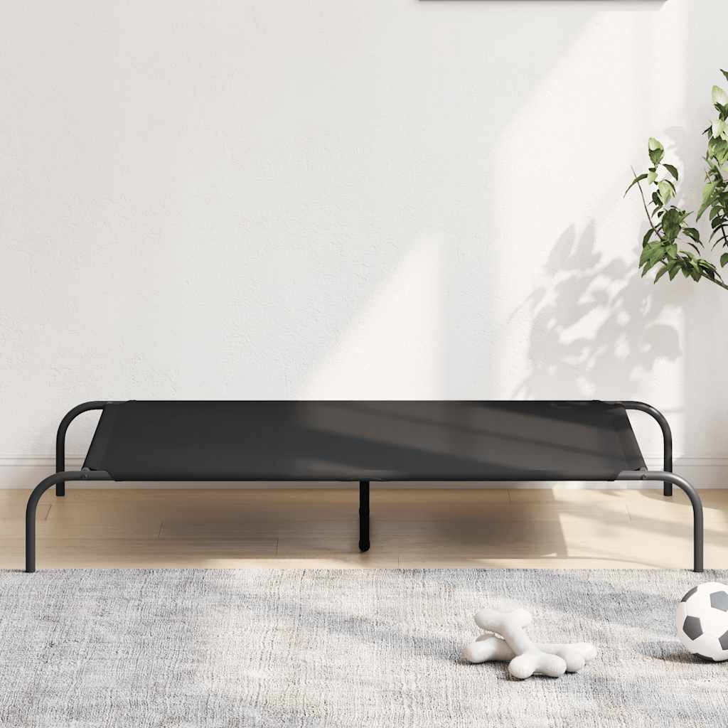 vidaXL Elevated Dog Bed Black 130x80x20 cm Oxford Fabric and Steel 1