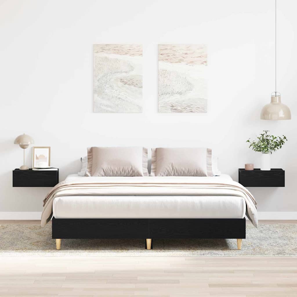vidaXL Bed Frame Engineered Wood Black Oak