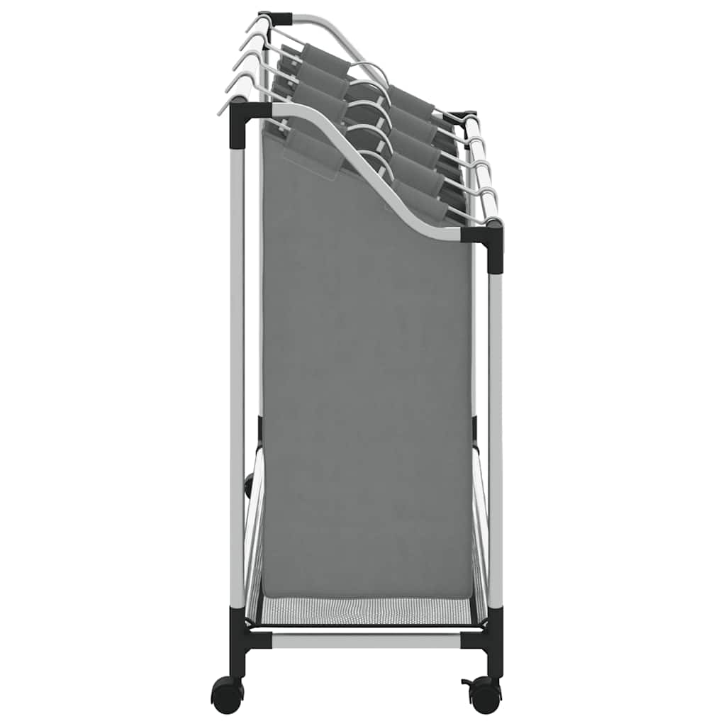 vidaXL Laundry Basket with Wheels 4 Compartments Grey 6