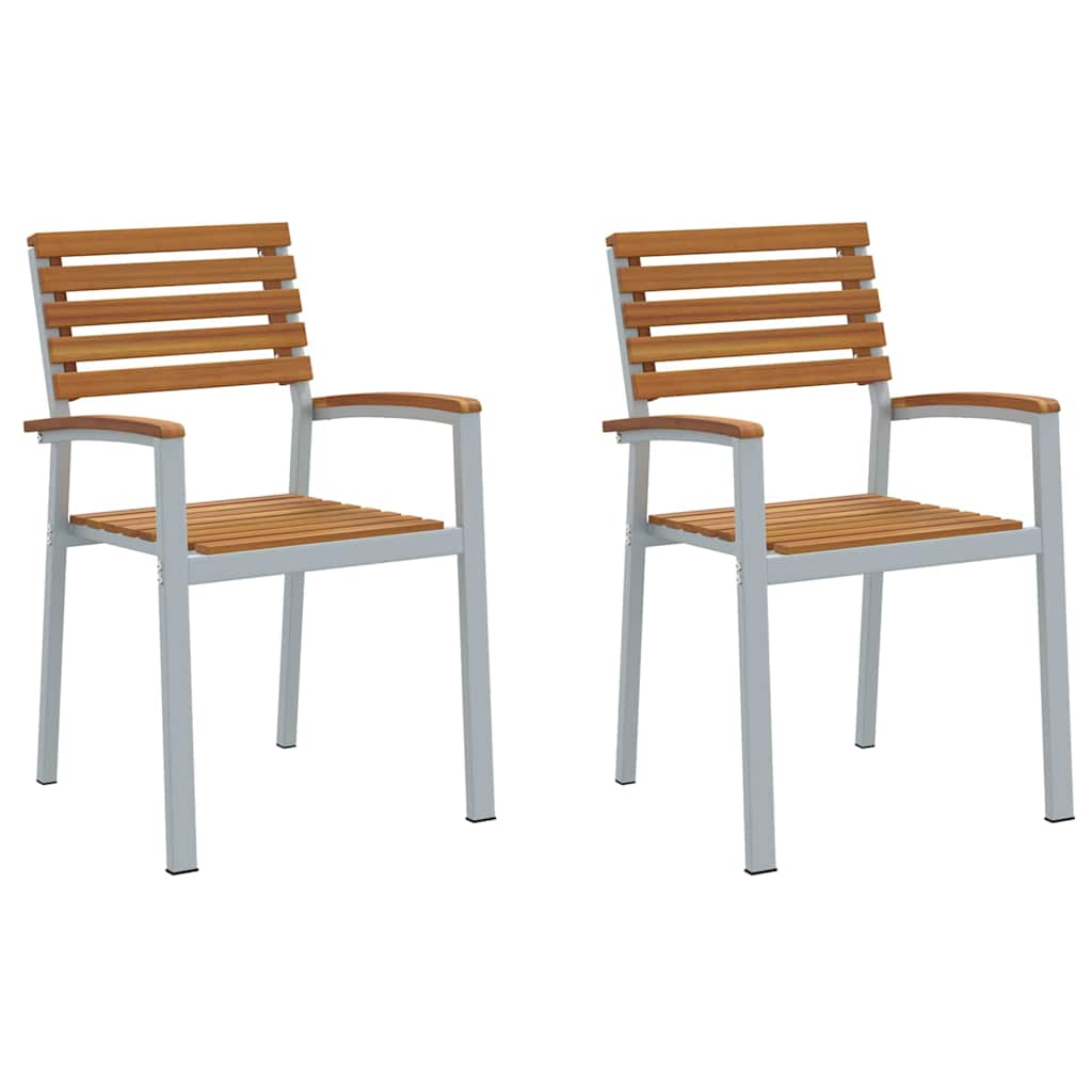 vidaXL Garden Chair 2 pcs Brown Solid Acacia Wood Stackable 2