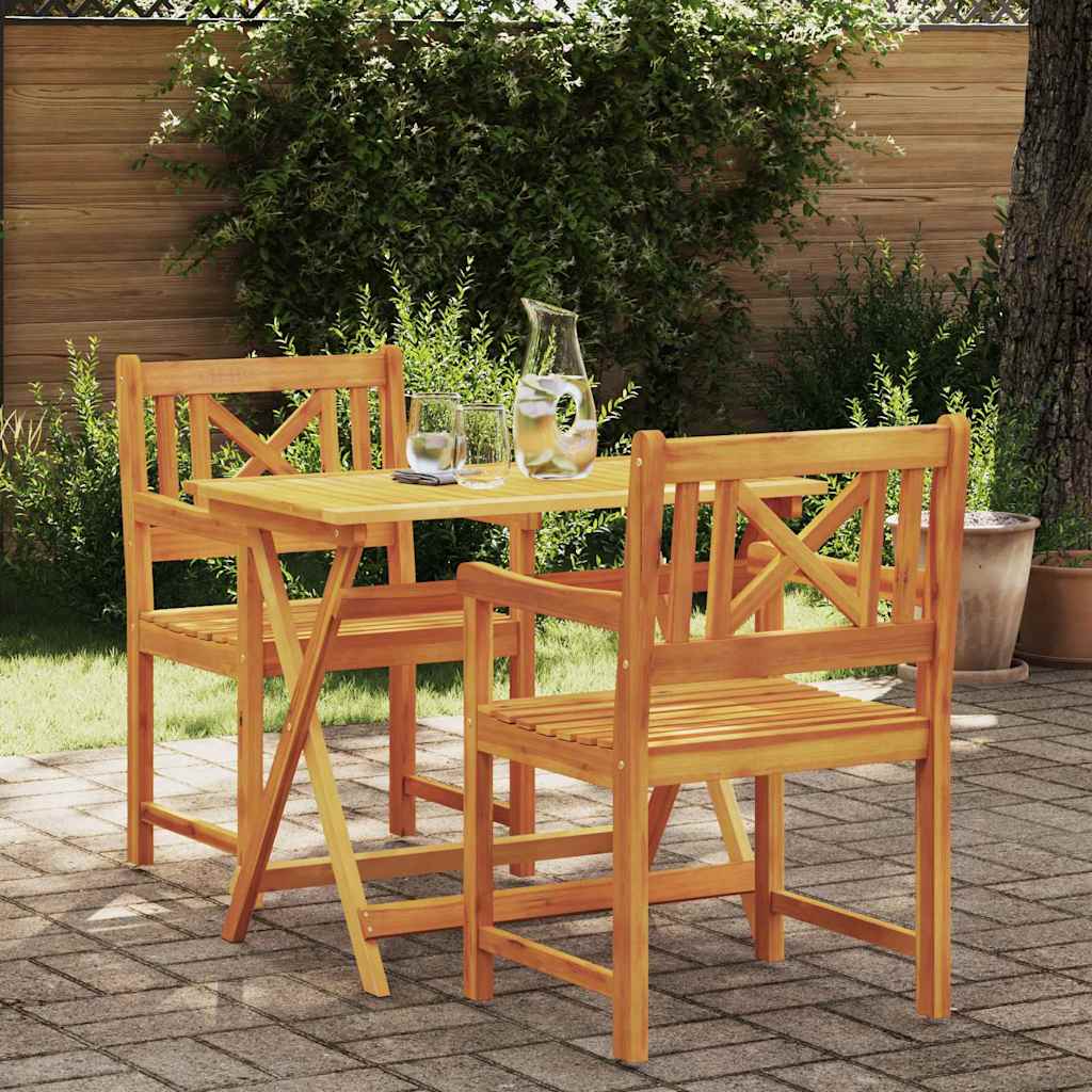 Garden Chairs Natural Solid Acacia Wood Cross slatted 2