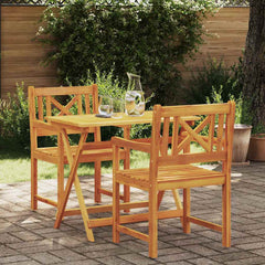 Garden Chairs Natural Solid Acacia Wood Cross slatted 2