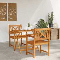 Garden Chairs Natural Solid Acacia Wood Cross slatted 2