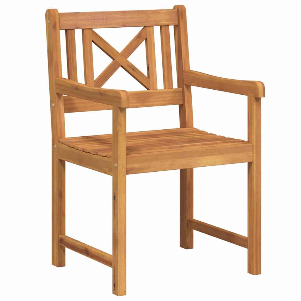 Garden Chairs Natural Solid Acacia Wood Cross slatted 2