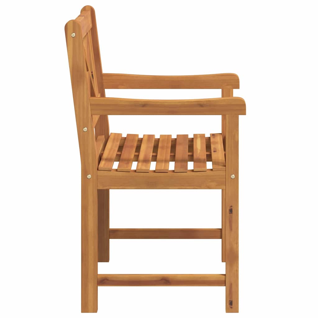 Garden Chairs Natural Solid Acacia Wood Cross slatted 2