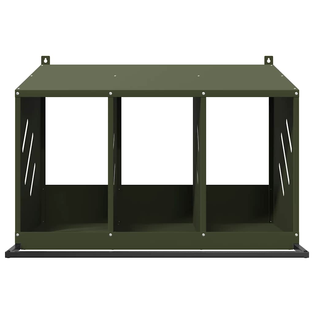 Chicken Nesting Box with 4 Compartments Metal Olive Green 80 cm 59.5 cm 64 cm
