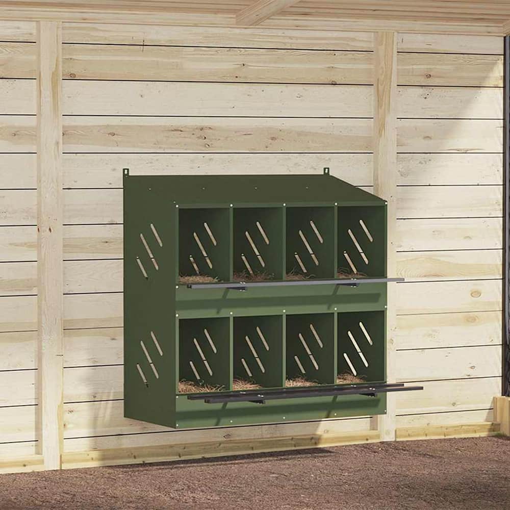 Chicken Nesting Box with 4 Compartments Metal Olive Green 106.5 cm 109.5 cm 79 cm