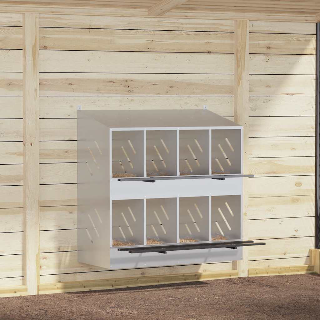 vidaXL Chicken Nesting Box with 4 Compartments Metal Galvanized Silver