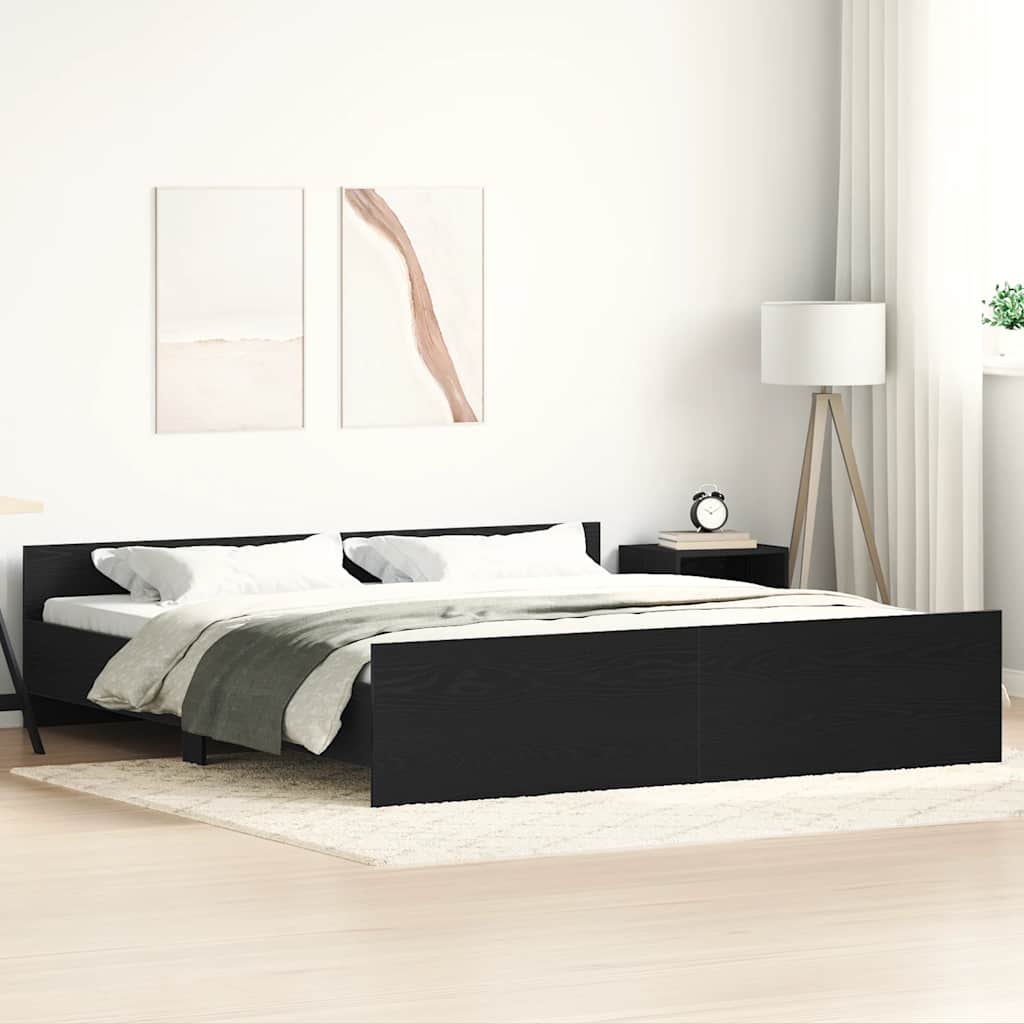Bed Frame without Mattress 200x200 cm Black oak