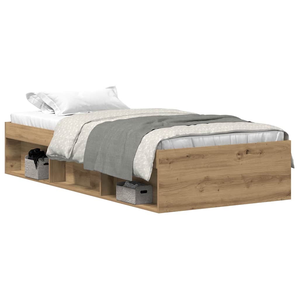 Bed Frame without Mattress 75x190 cm Small Single Artisan oak