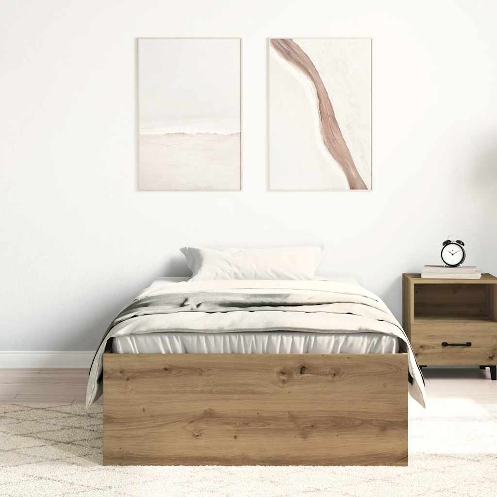 Bed Frame without Mattress 75x190 cm Small Single Artisan oak