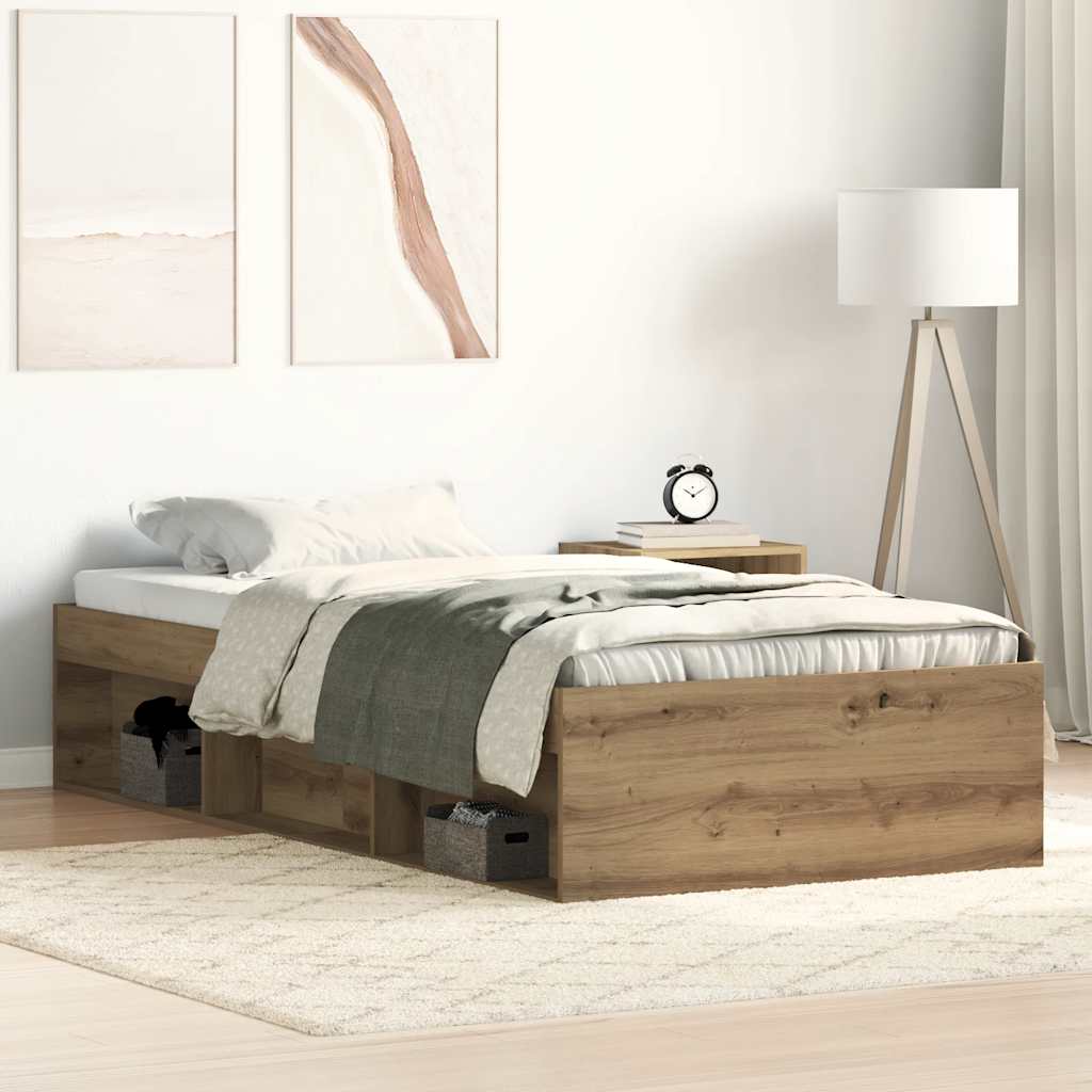 Bed Frame without Mattress 75x190 cm Small Single Artisan oak