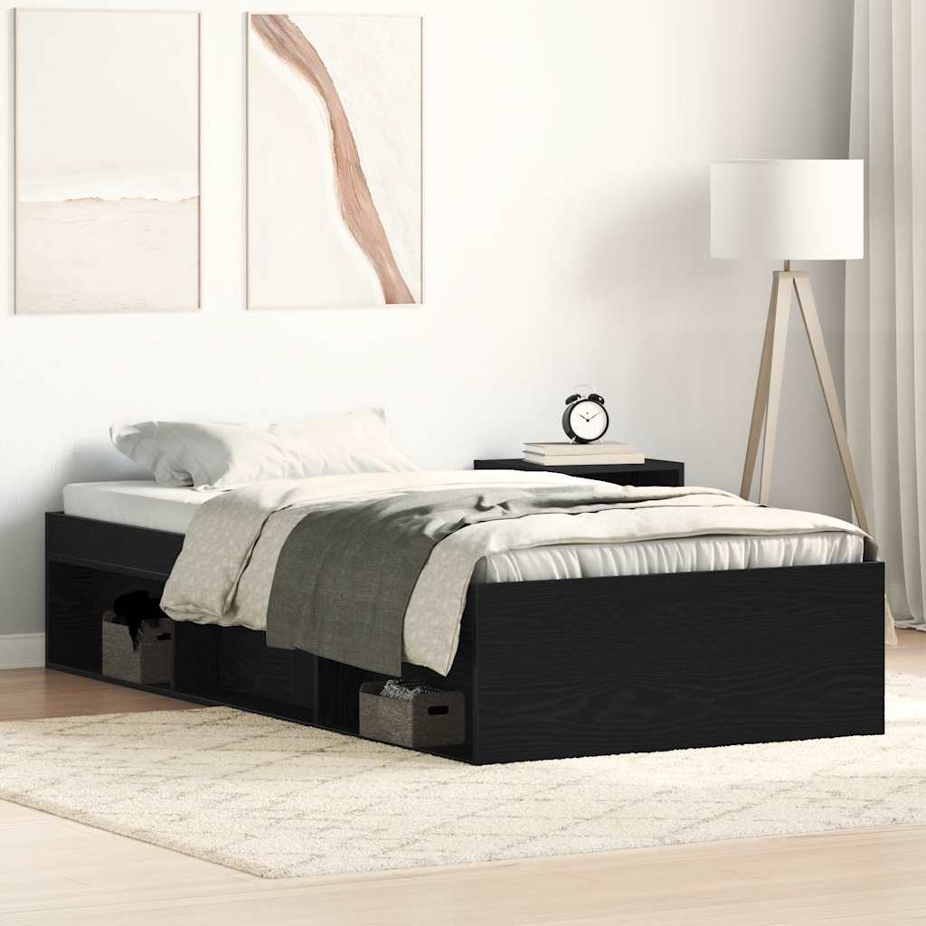 Bed Frame without Mattress 75x190 cm Small Single Black oak