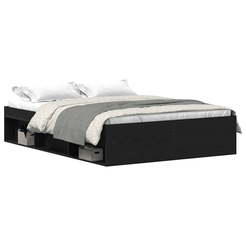 Bed Frame without Mattress 135x190 cm Double Black oak