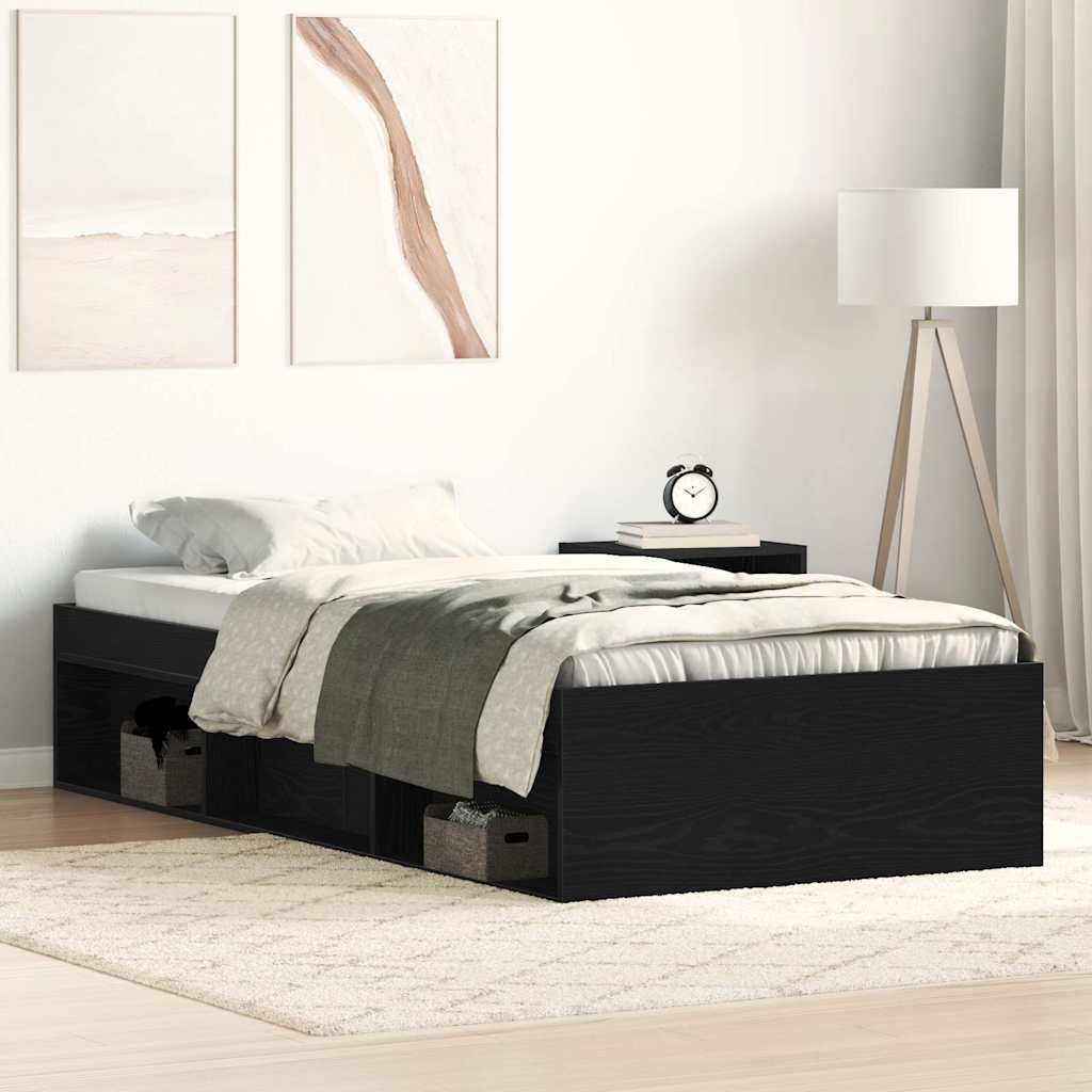 Bed Frame without Mattress 100x200 cm Black oak