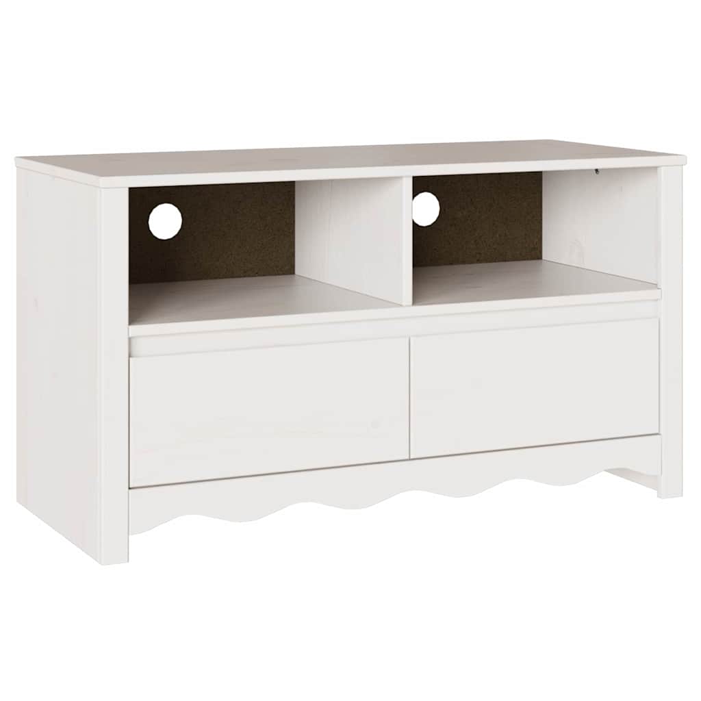 vidaXL TV Cabinet Drammen 99 x 43 x 55 cm White Solid Pine wood 2