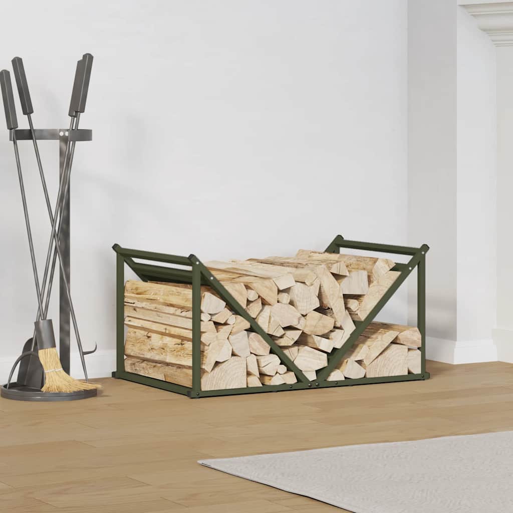 vidaXL Firewood Rack Olive Green 70x43x34.5 cm Cold-rolled steel 1