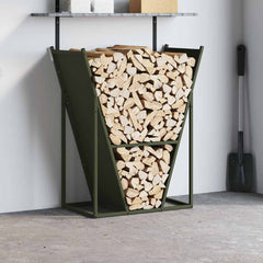 vidaXL Firewood Rack Olive Green 69.5x35x81 cm Cold-rolled steel 3