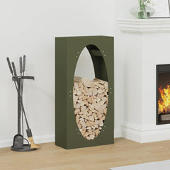 vidaXL Firewood Rack Olive Green 50x23x100 cm Cold-rolled steel 1