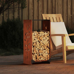 vidaXL Firewood Rack 40x30x80 cm Weathering Steel 1