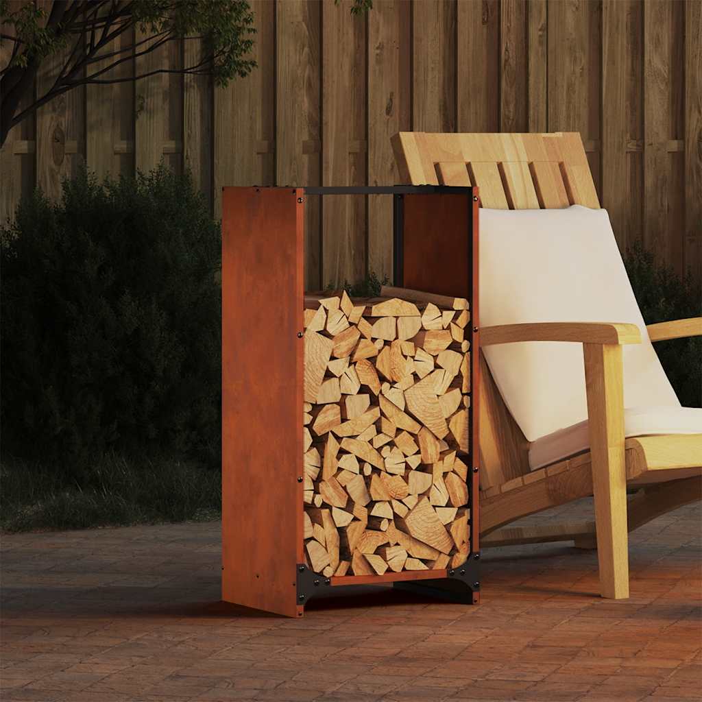 vidaXL Firewood Rack 40x30x80 cm Weathering Steel 1