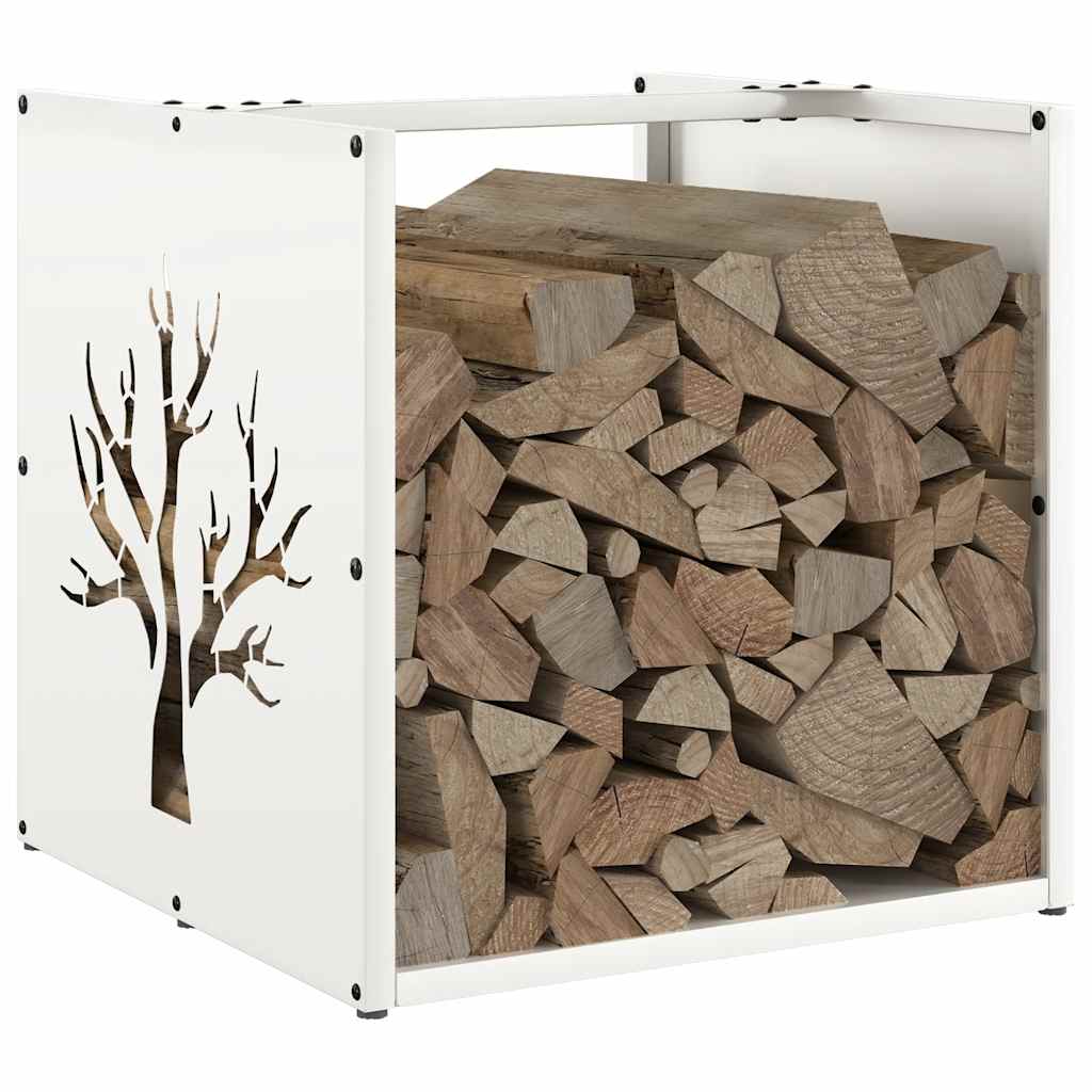 vidaXL Firewood Rack White 40x40x40 cm Cold-rolled steel 4