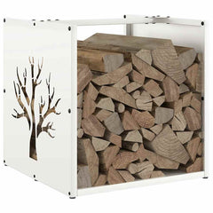 vidaXL Firewood Rack White 40x40x40 cm Cold-rolled steel 4