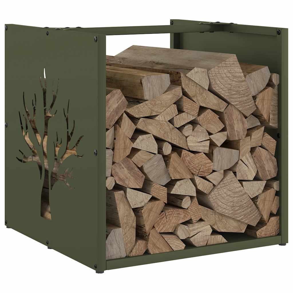 vidaXL Firewood Rack Olive Green 40x40x40 cm Cold-rolled steel 4