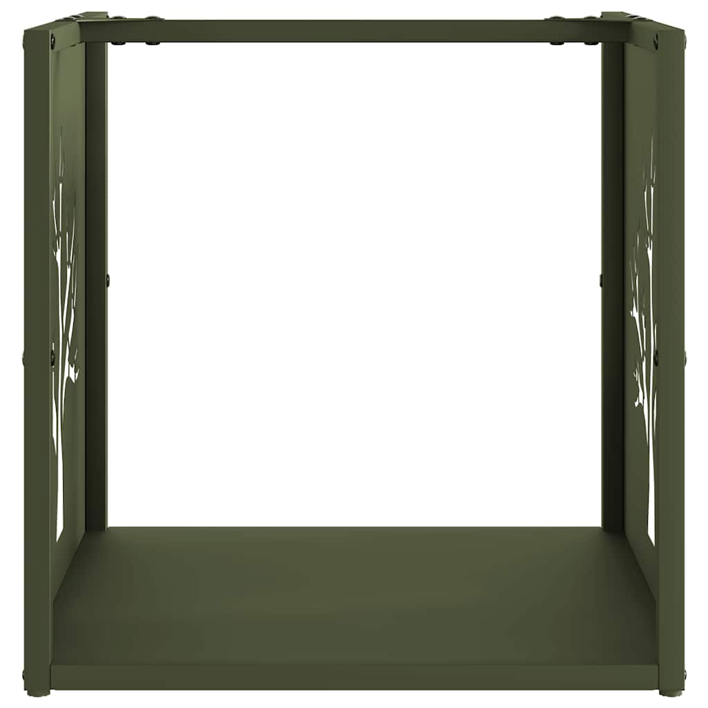 vidaXL Firewood Rack Olive Green 40x40x40 cm Cold-rolled steel 5