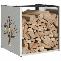 vidaXL Firewood Rack 40x40x40 cm Stainless Steel 4