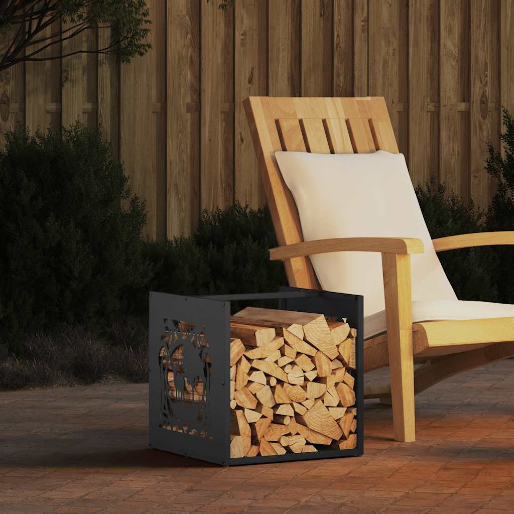 vidaXL Firewood Rack Black 40x40x40 cm Cold-rolled steel 1