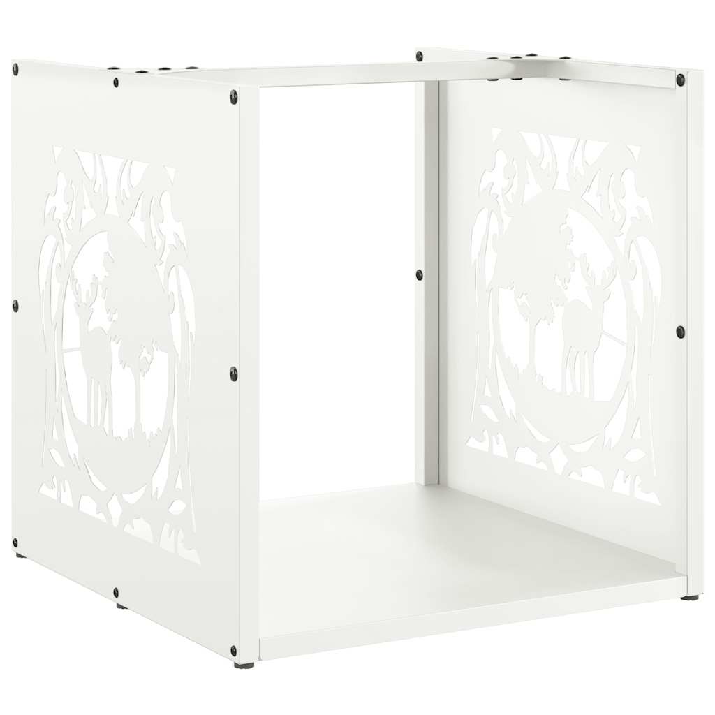 vidaXL Firewood Rack White 40x40x40 cm Cold-rolled steel 2
