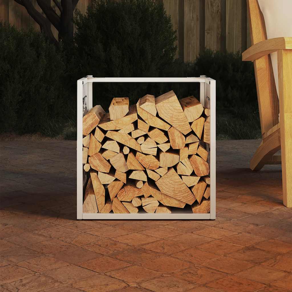 vidaXL Firewood Rack White 40x40x40 cm Cold-rolled steel 3